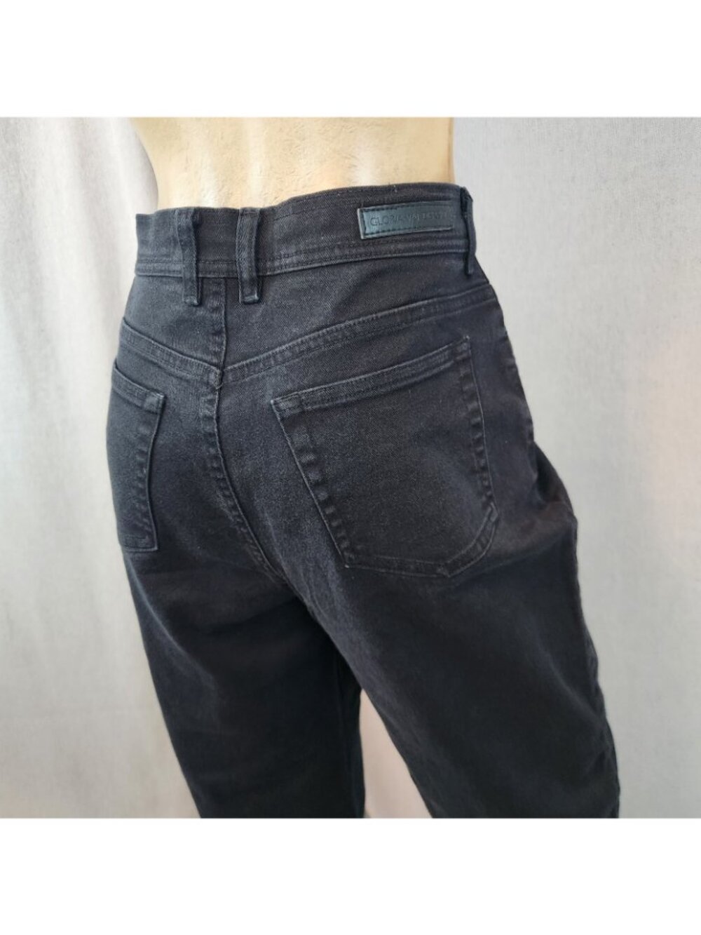 Gloria Vanderbilt Jeans Black Tapered High Rise Denim Blue Jeans Size 12 MEDIUM - Picture 5 of 8